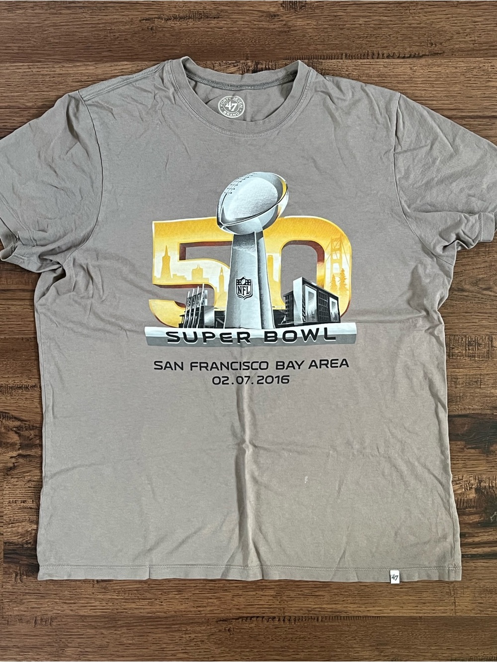 47 Brand NFL 2016 Super Bowl 50 T Shirt ‘Gray’ (size mens M)